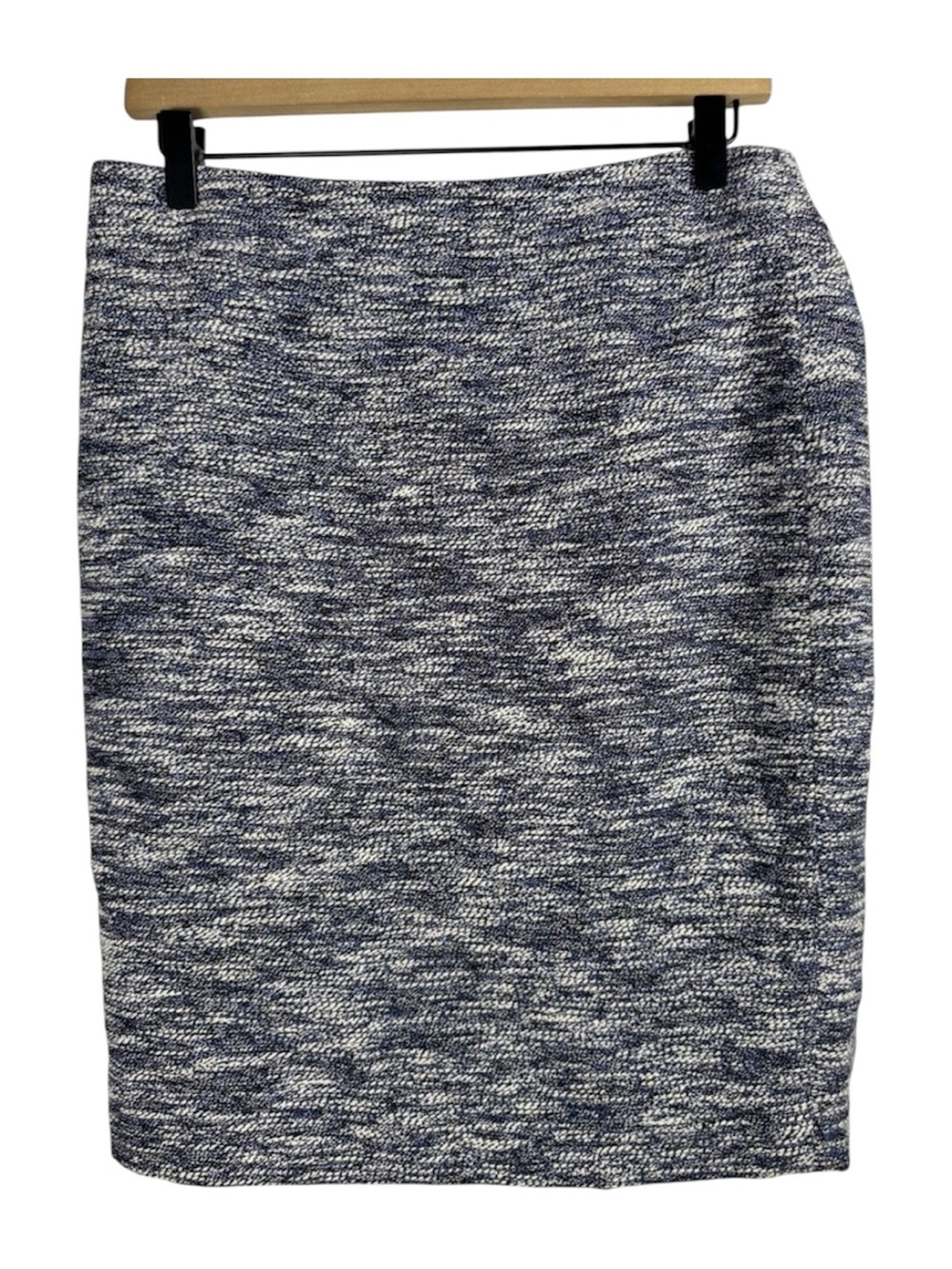 ANN TAYLOR Navy Blue Tweed Cotton Blend Classic Pencil Skirt Sz 10
